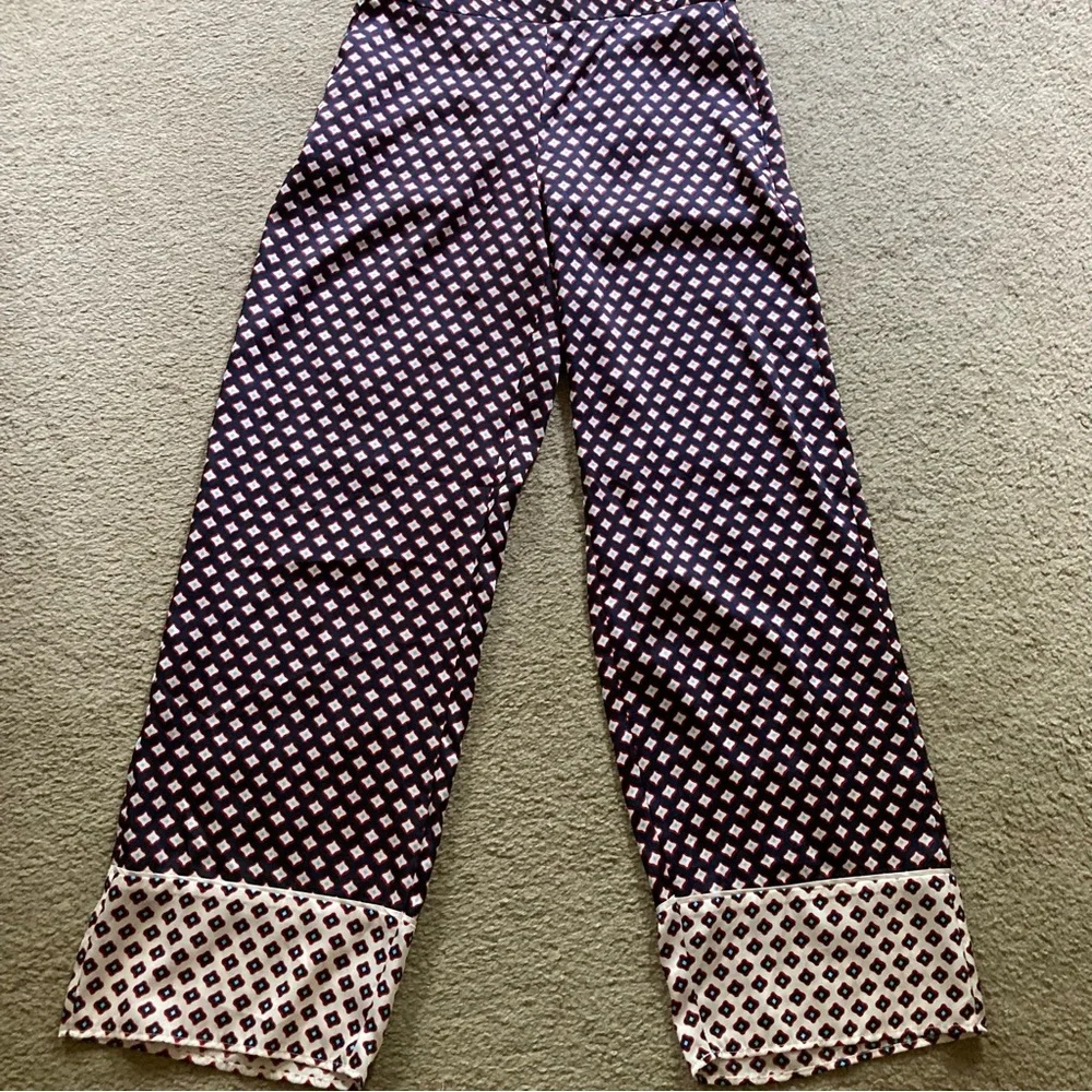 Zara Patterned Satin Effect Wide Leg Pants, NWT Sz M